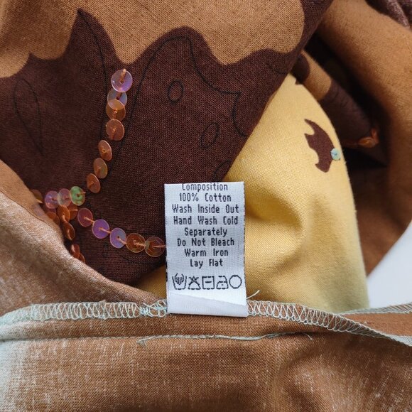 Lapis Full Circle Skirt Sequins Beautiful Asian Art Design Retro Inspo  Sz Large - Picture 9 of 9